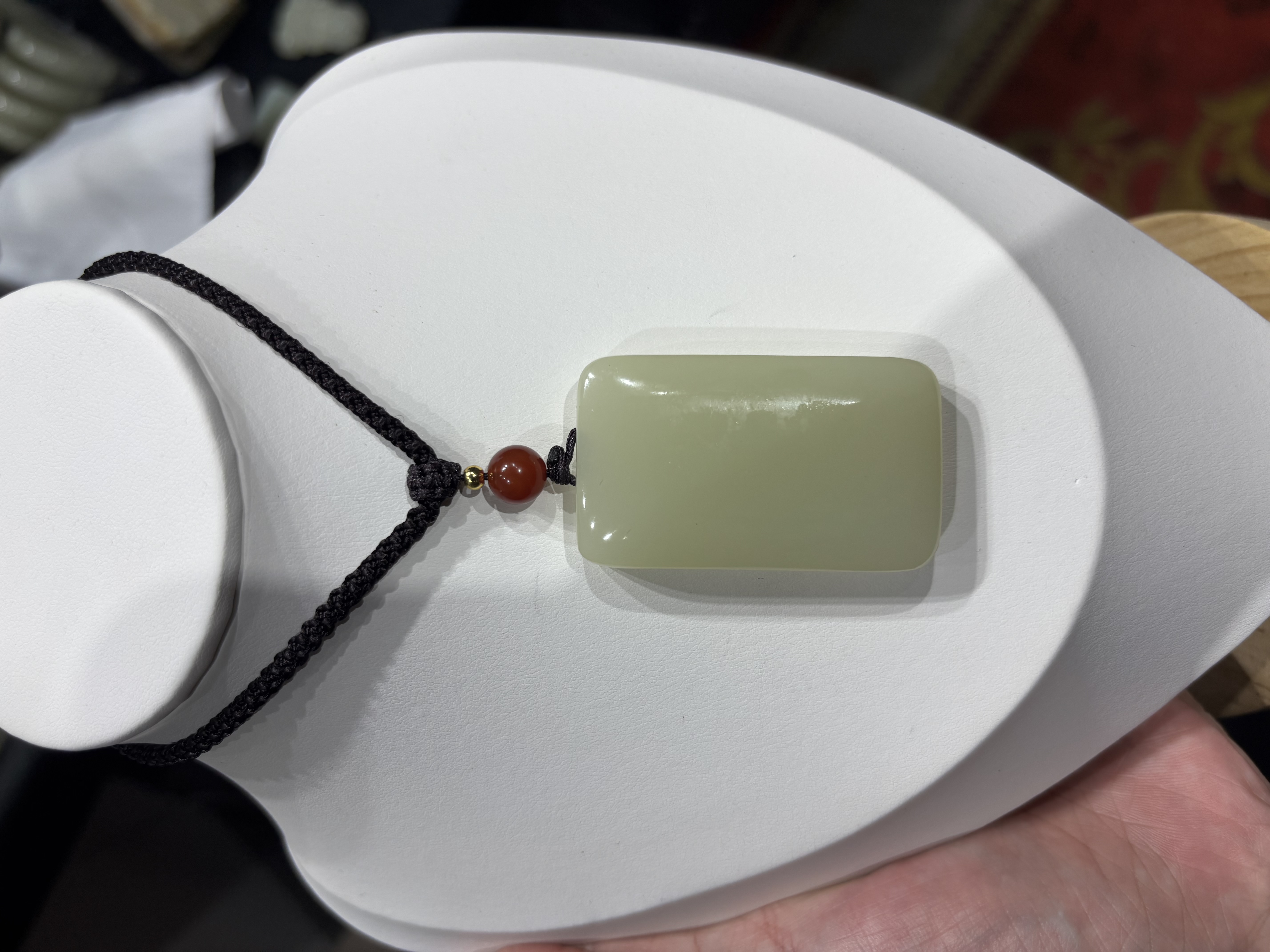 【一方平安】30×50无事牌天然和田玉坠吊坠玉牌带绳子手工复古挂坠