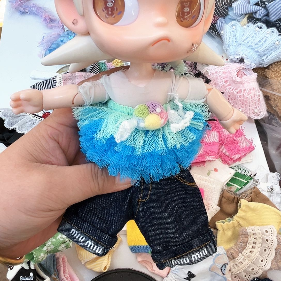 蓝色白色抹胸半身裙