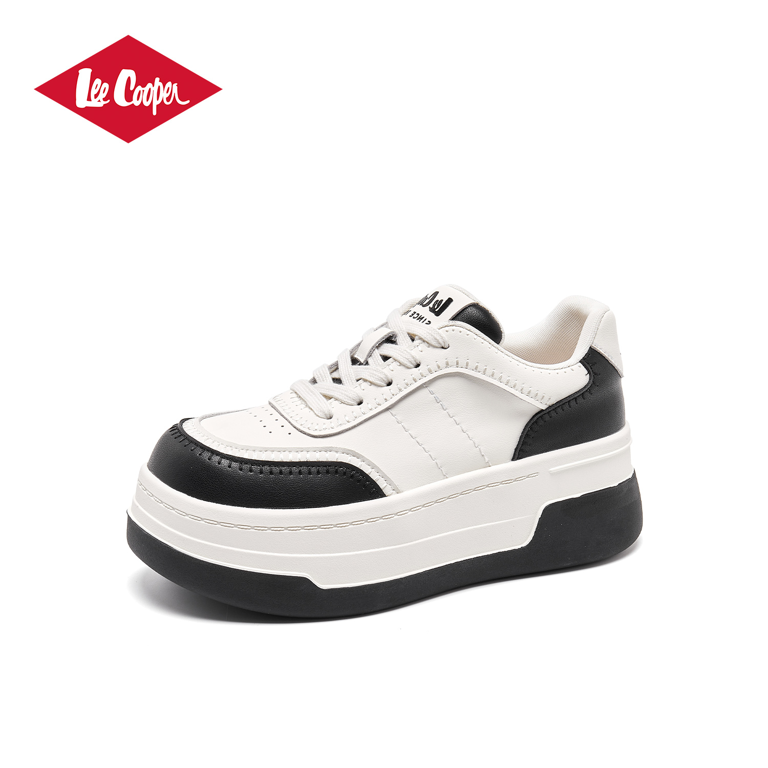LEE COOPER厚底板鞋女款2025新款秋季百搭增高小白鞋轻便休闲女鞋