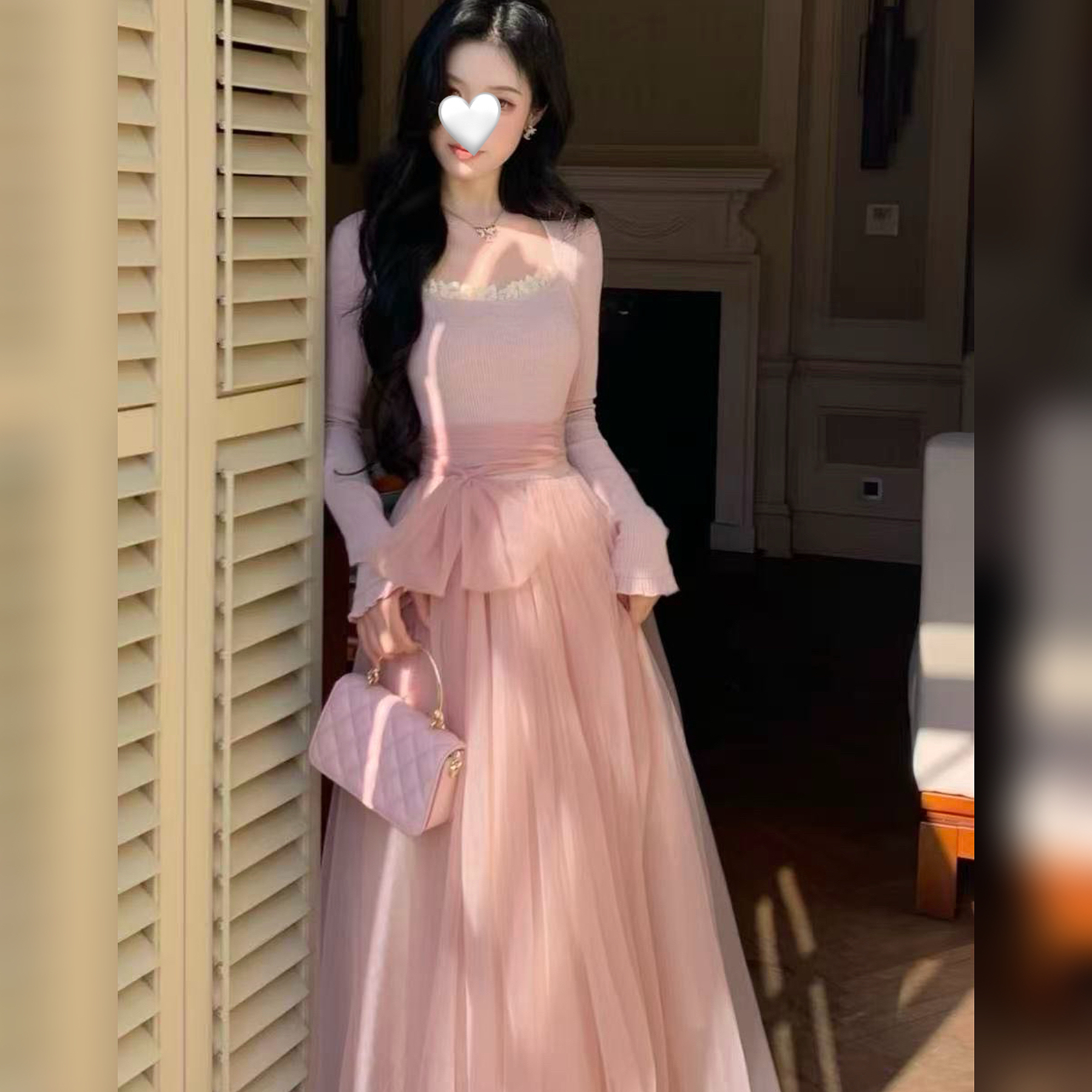 【丸子家】 胡桃夹子 大码少女感温柔拼接网纱仙女风连衣裙6613