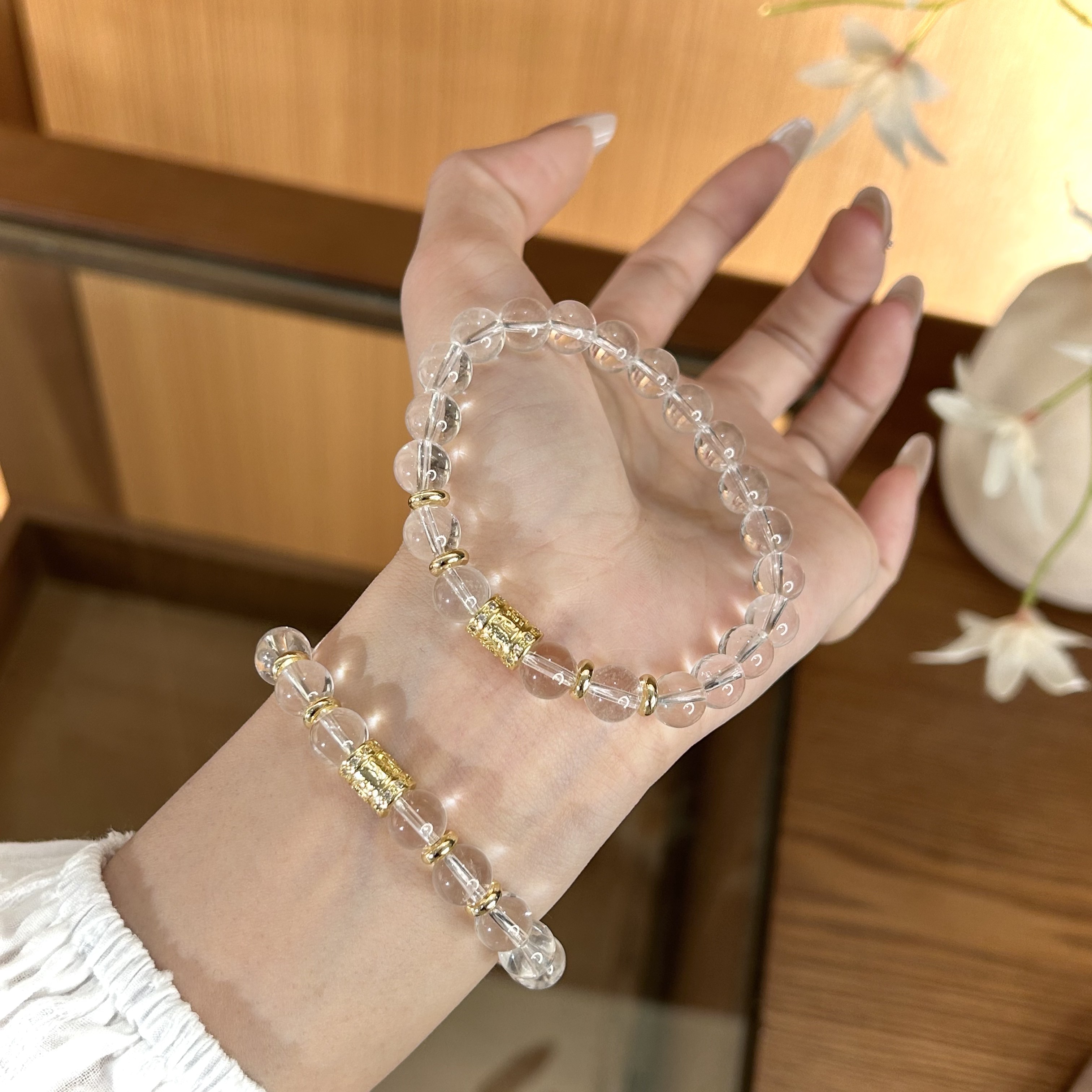 【清冷感】白水晶8mm原创设计手串天然水晶Y179