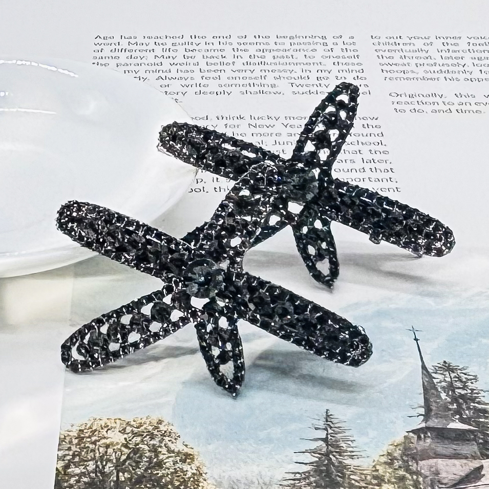 【HP·轻奢】镂空海星压夹一对6CM-7987