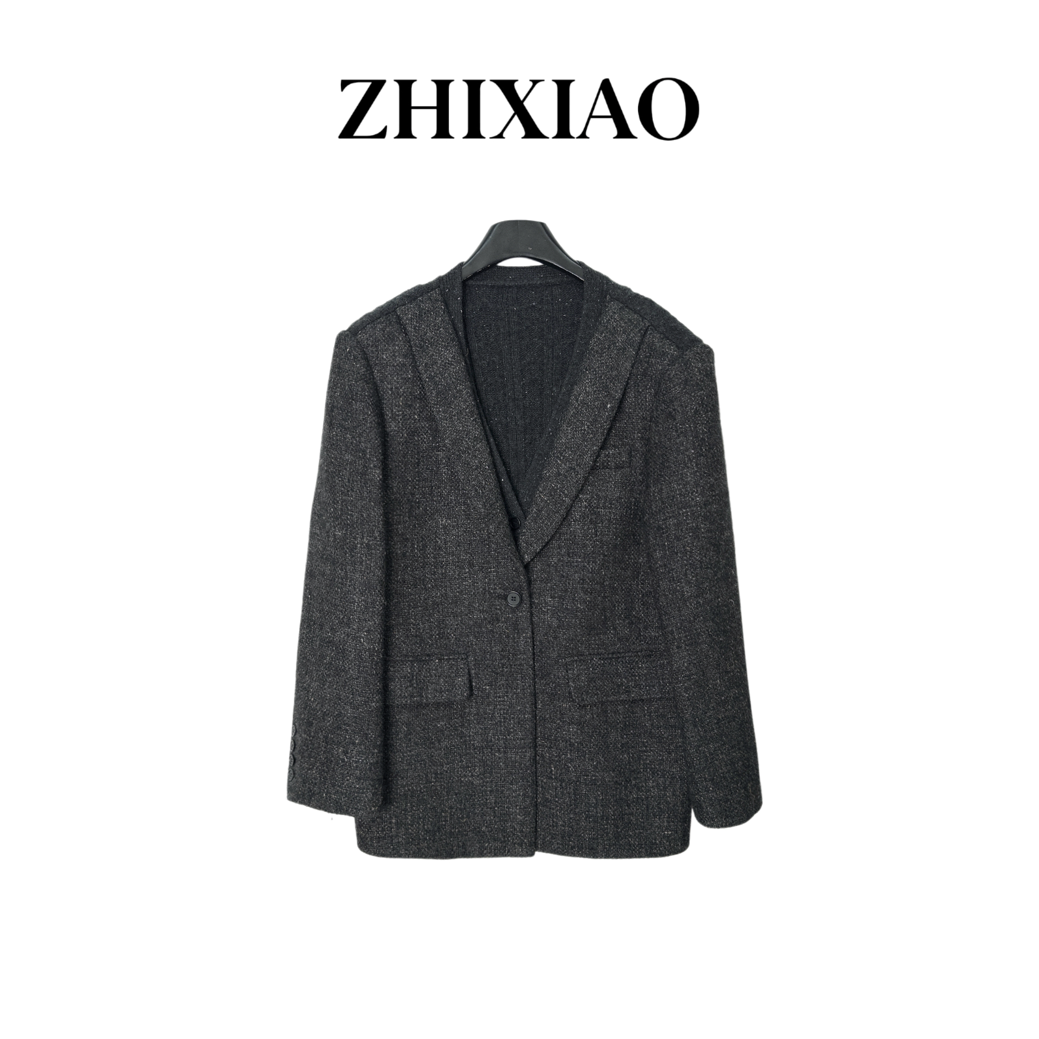 【ZHIXIAO】秋冬新款：针织拼接西装外套2733