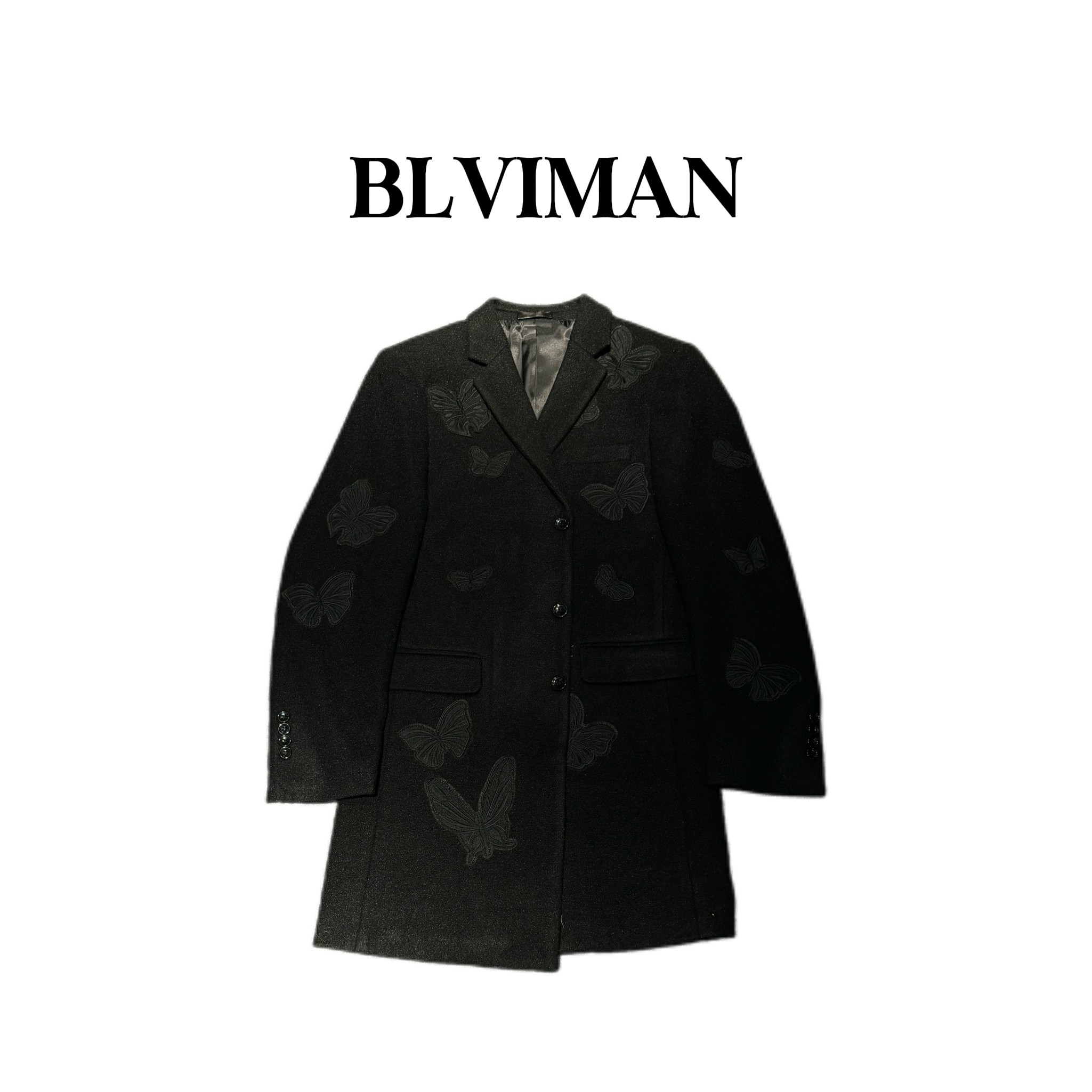 时尚休闲潮流黑蝴蝶刺绣设计西装大衣