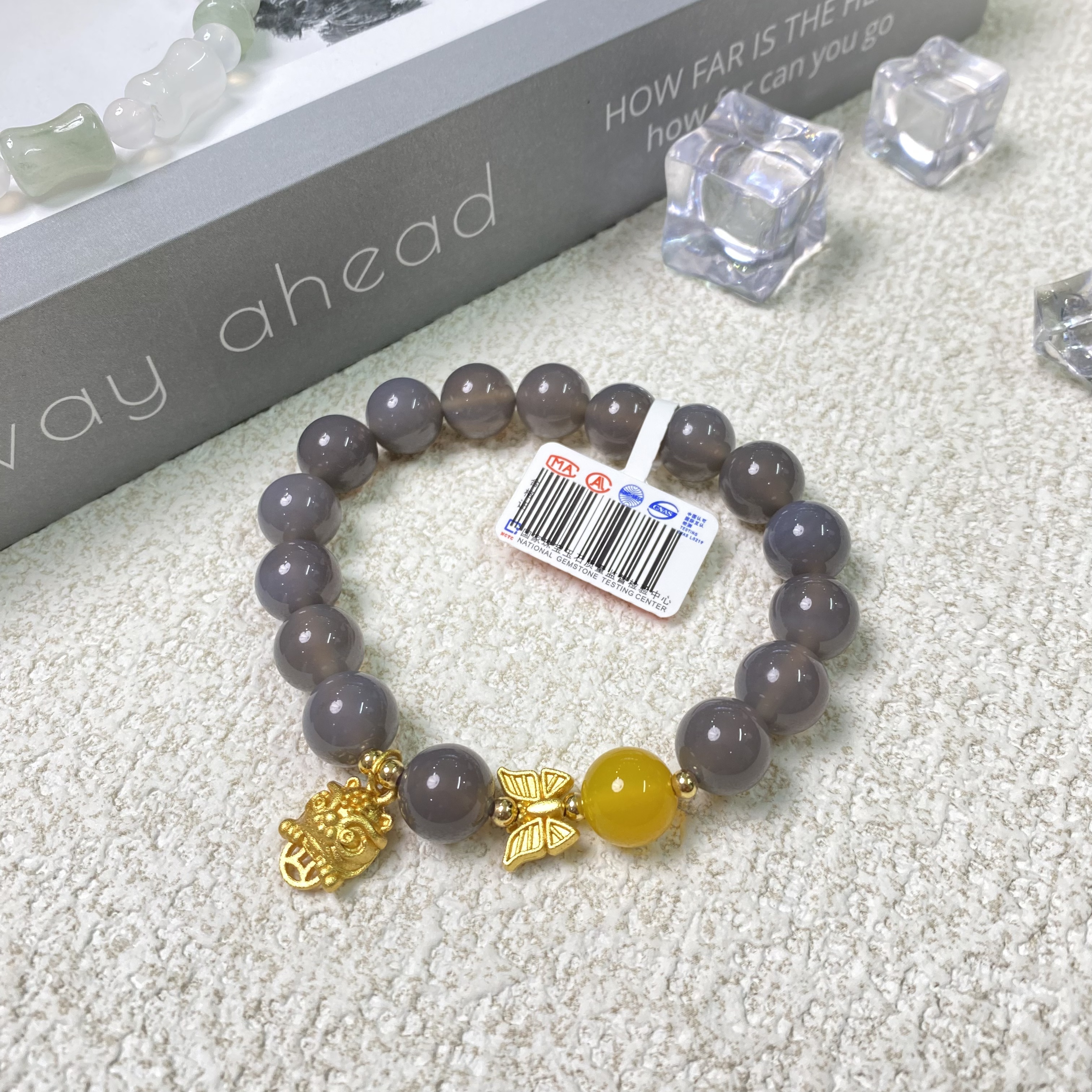 灰色玛瑙卡10手链圆珠单圈素圈设计定制多样性发其一YD1075