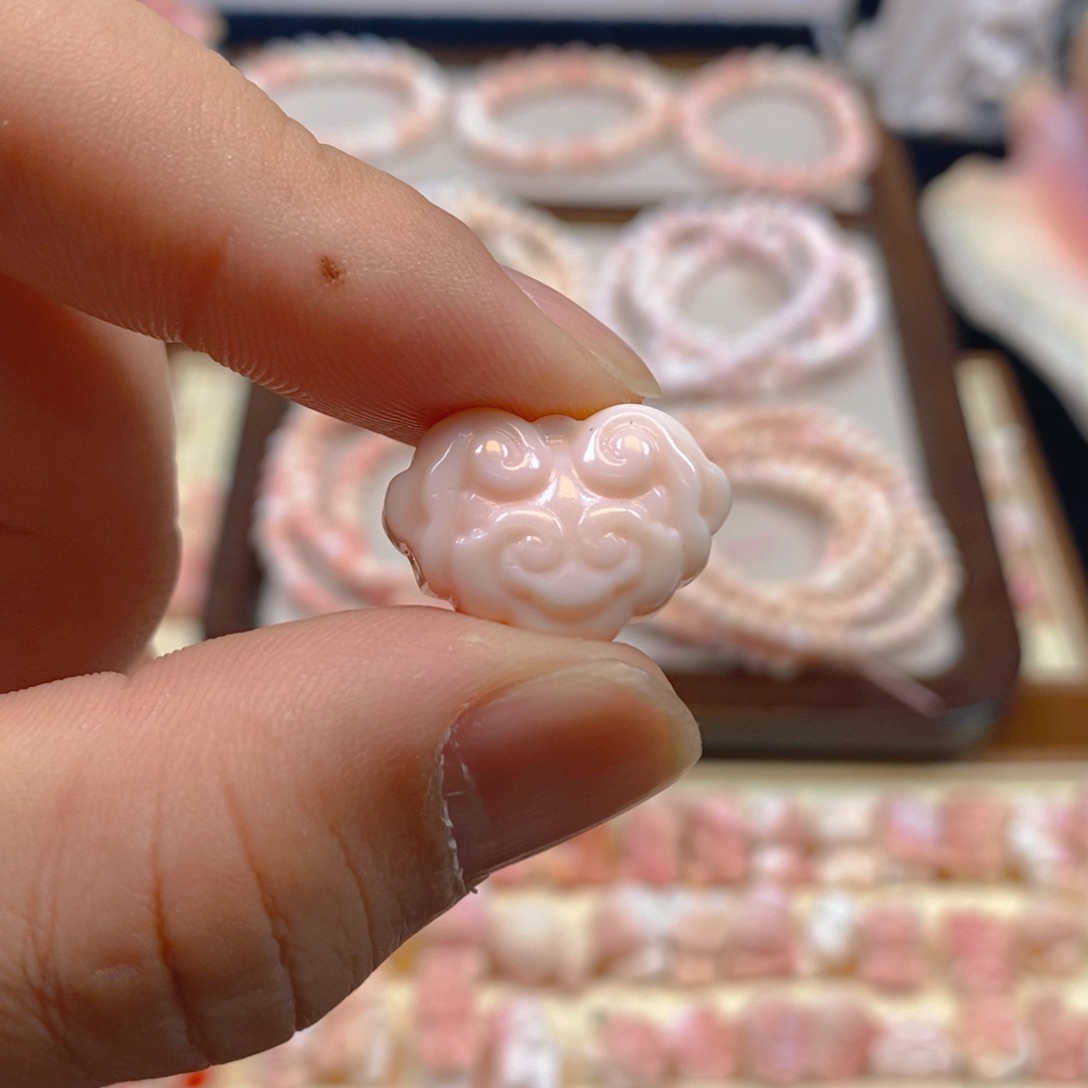 贝壳手串/手链粉色平安锁