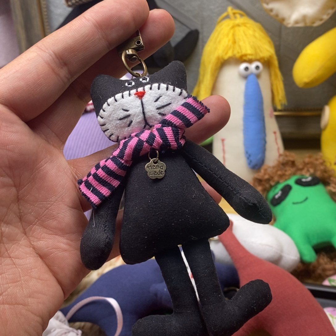 棉亚麻小猫咪关键的