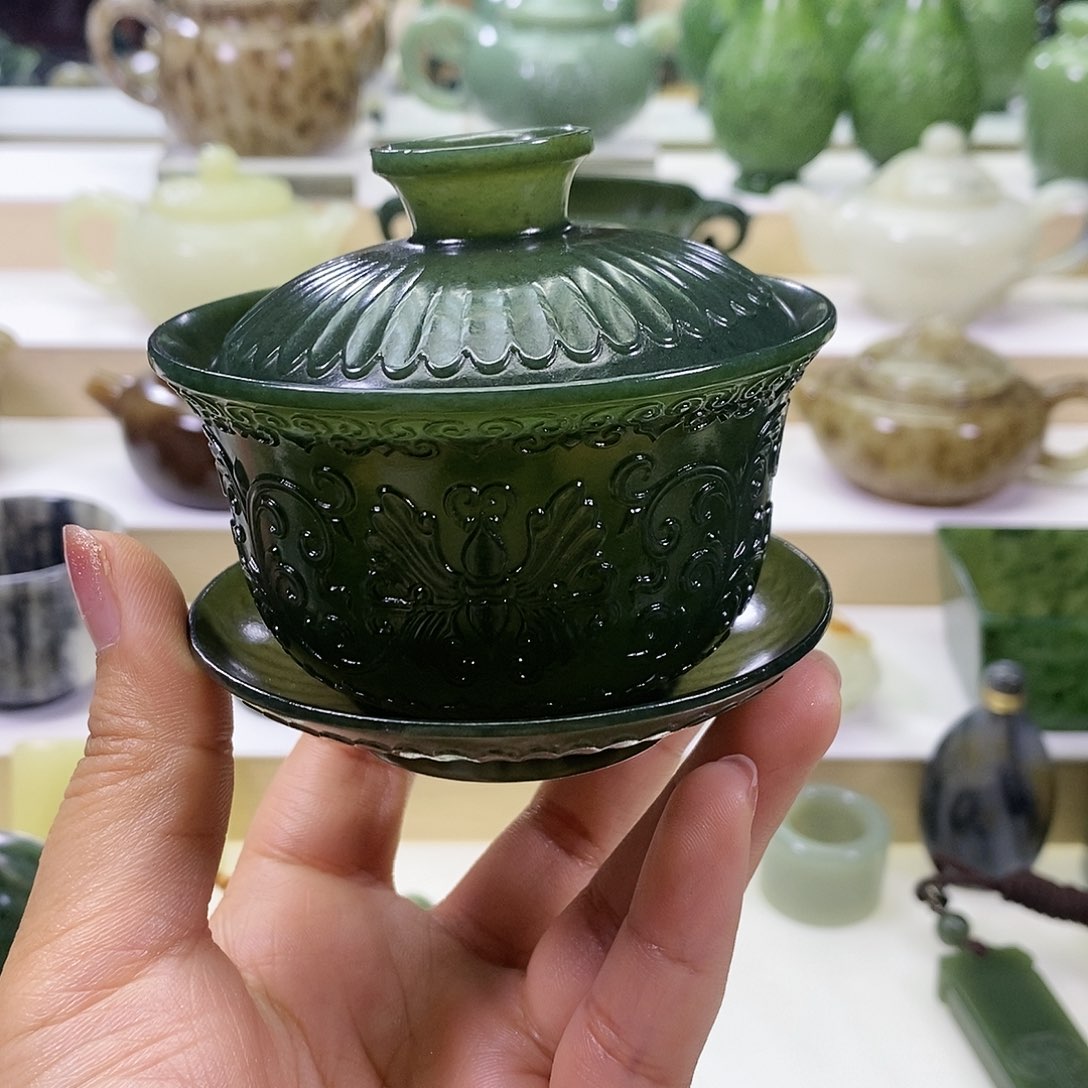 和田玉盖碗未镶嵌听*