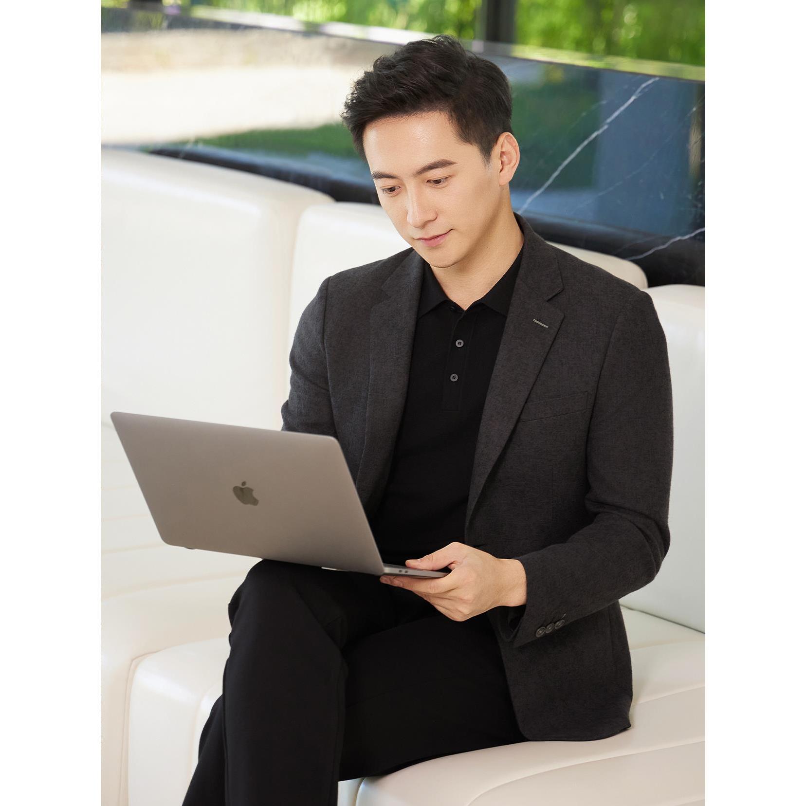 Lilanz/利郎【商场同款】男士纯色提花春秋轻奢简约商务休闲西服