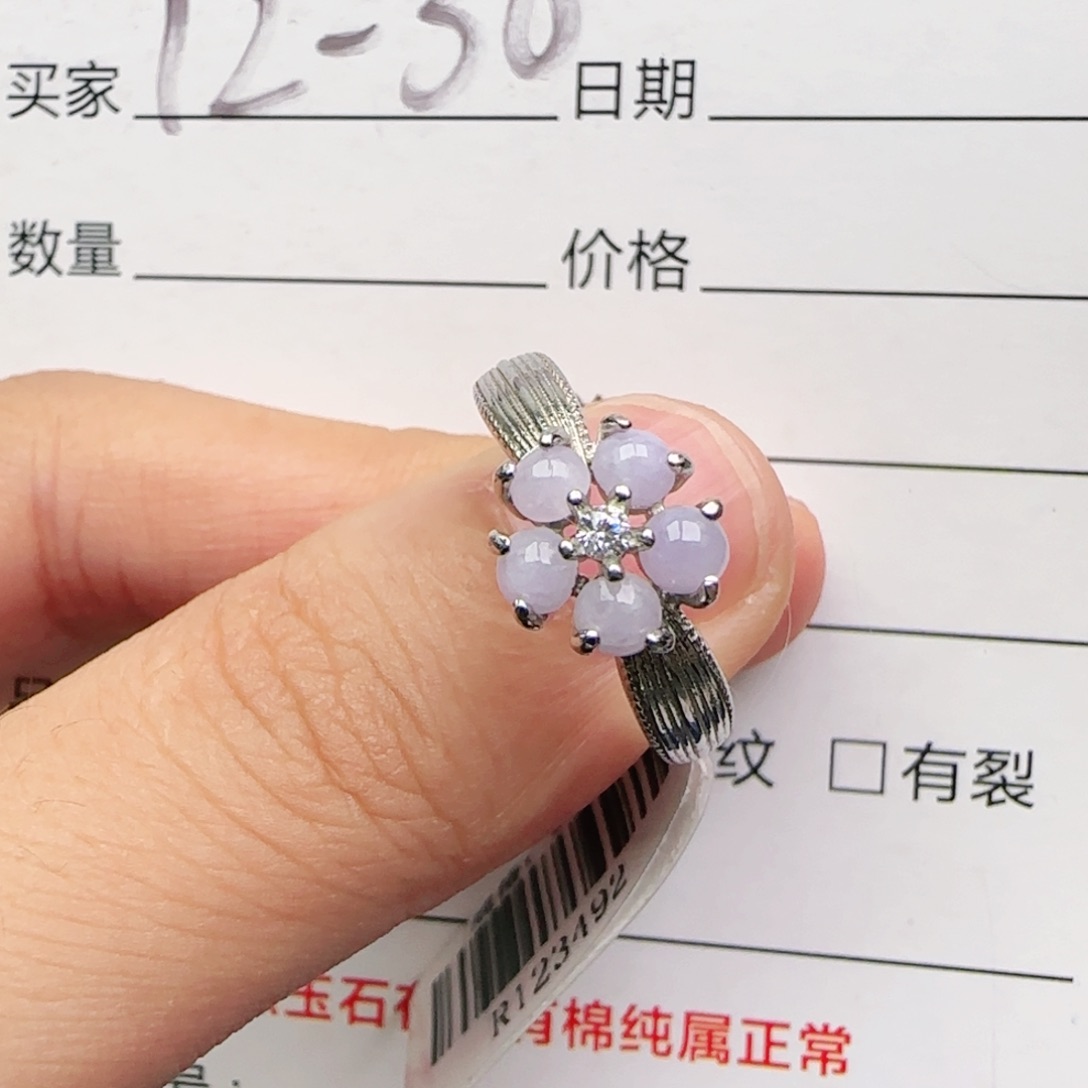 翡翠戒指银S925镶嵌戒指