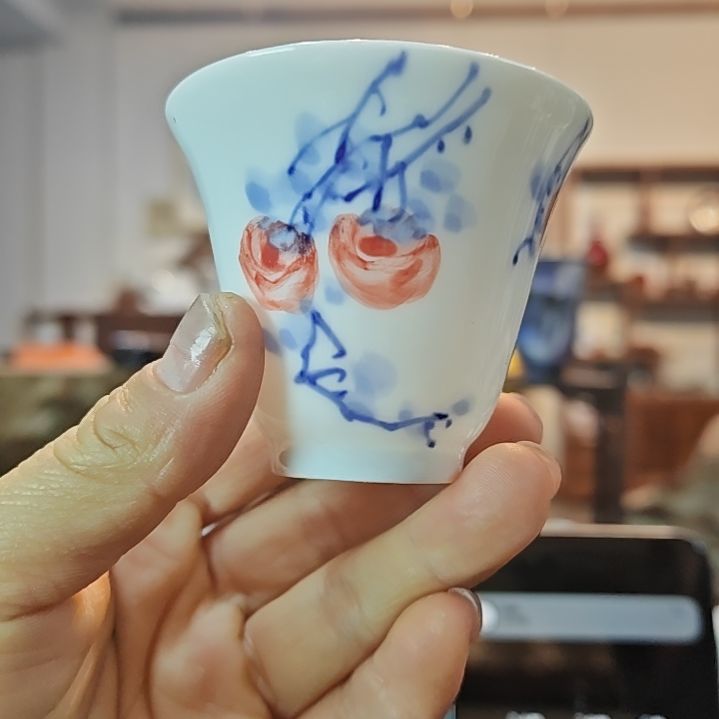 欧**雨景德镇手工手绘市花主人杯