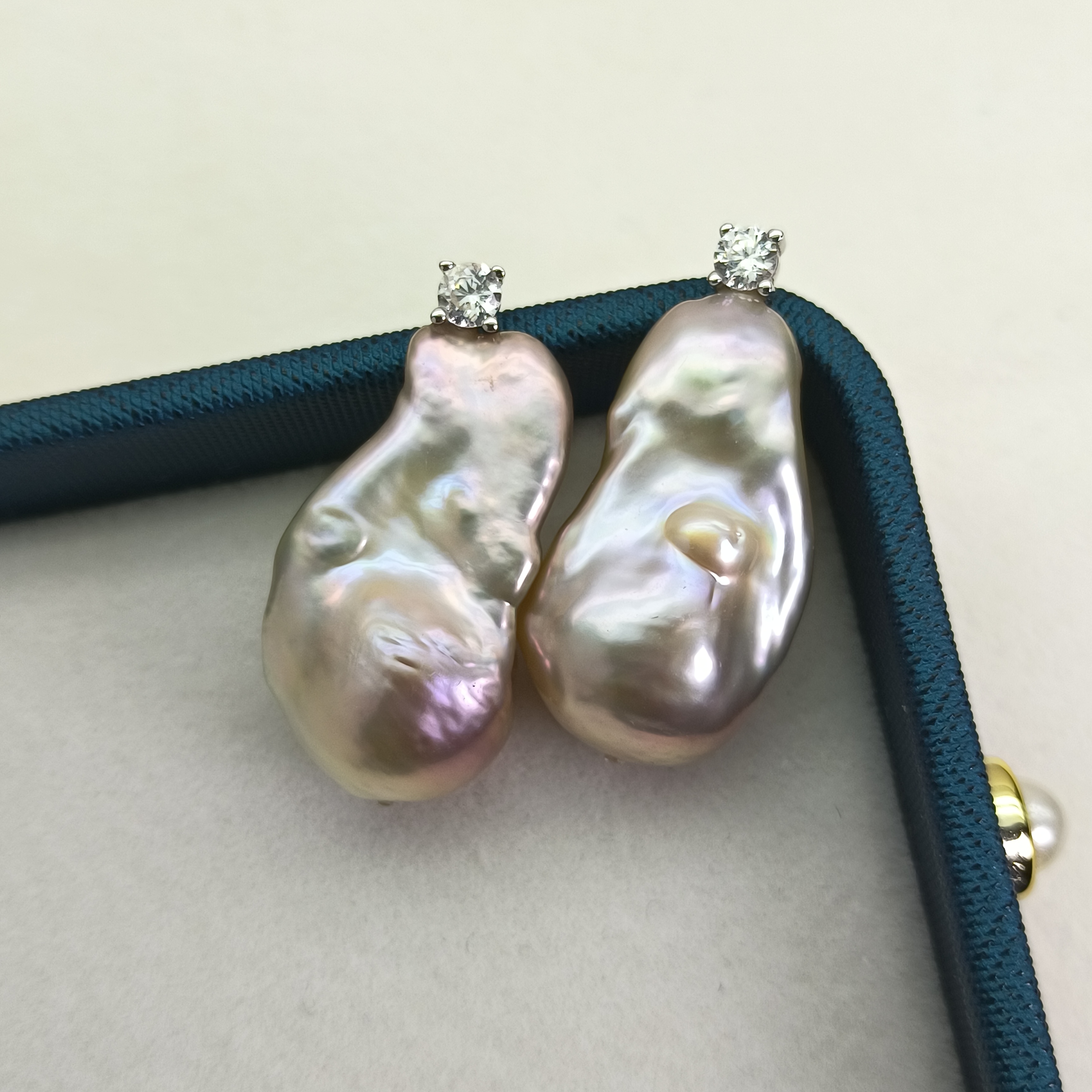 【瑞米珍珠】淡水紫珠巴洛克牛头款戴妃款S925银耳钉（多样性发）