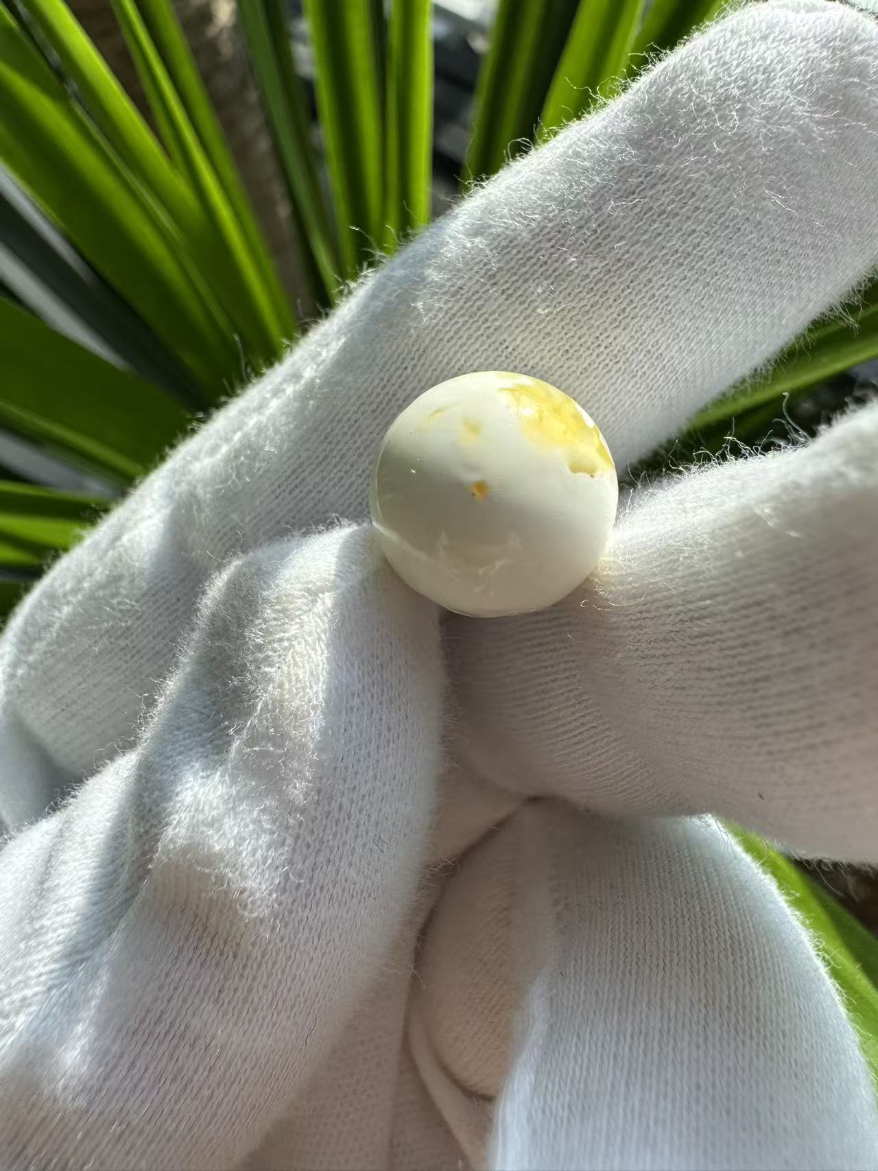 俄料白蜡骨瓷白溶洞妖孽纹圆珠单珠文玩配饰