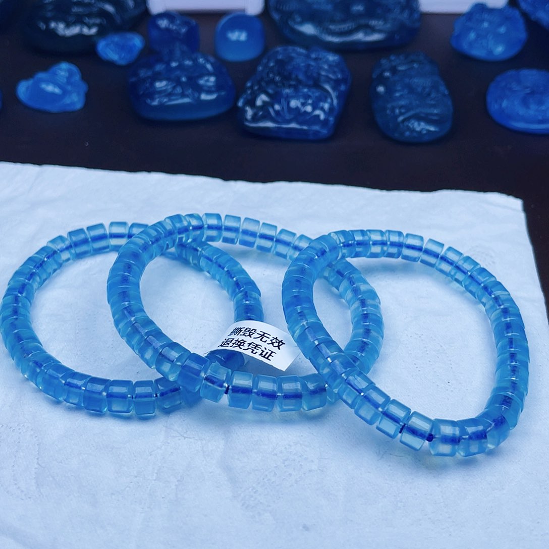 天然辰砂海蓝手串