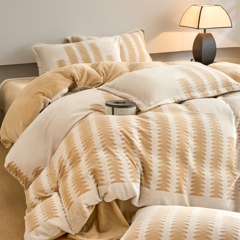 轻奢雕花牛奶绒冬季被套加厚保暖珊瑚绒被褥加绒单件被套床品 822