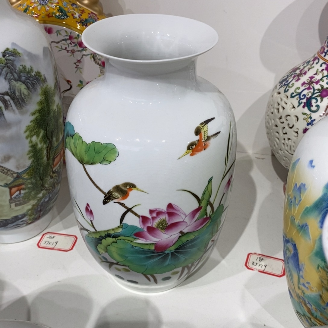 摆件陶22.5cm家和万事兴冬瓜瓶