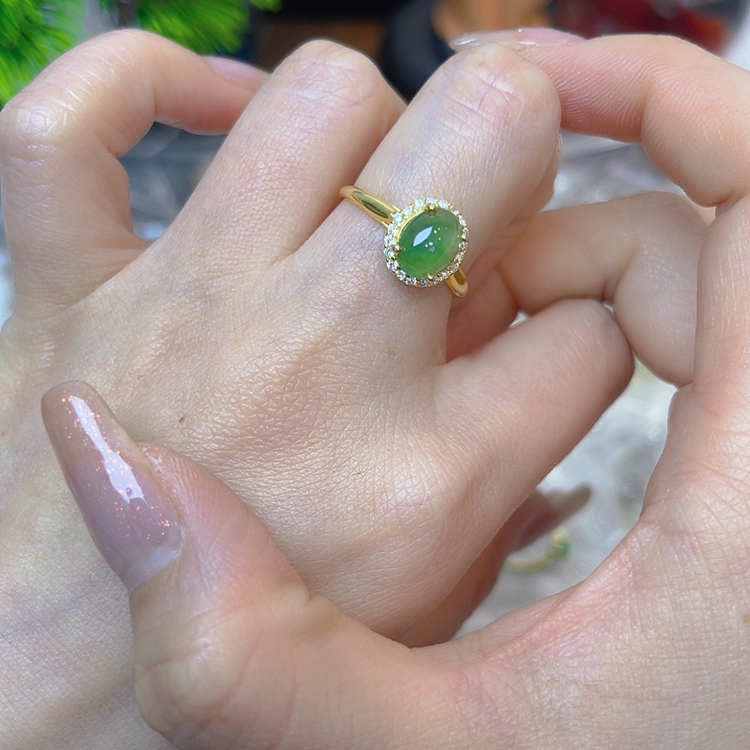 翡翠银S925镶嵌戒指