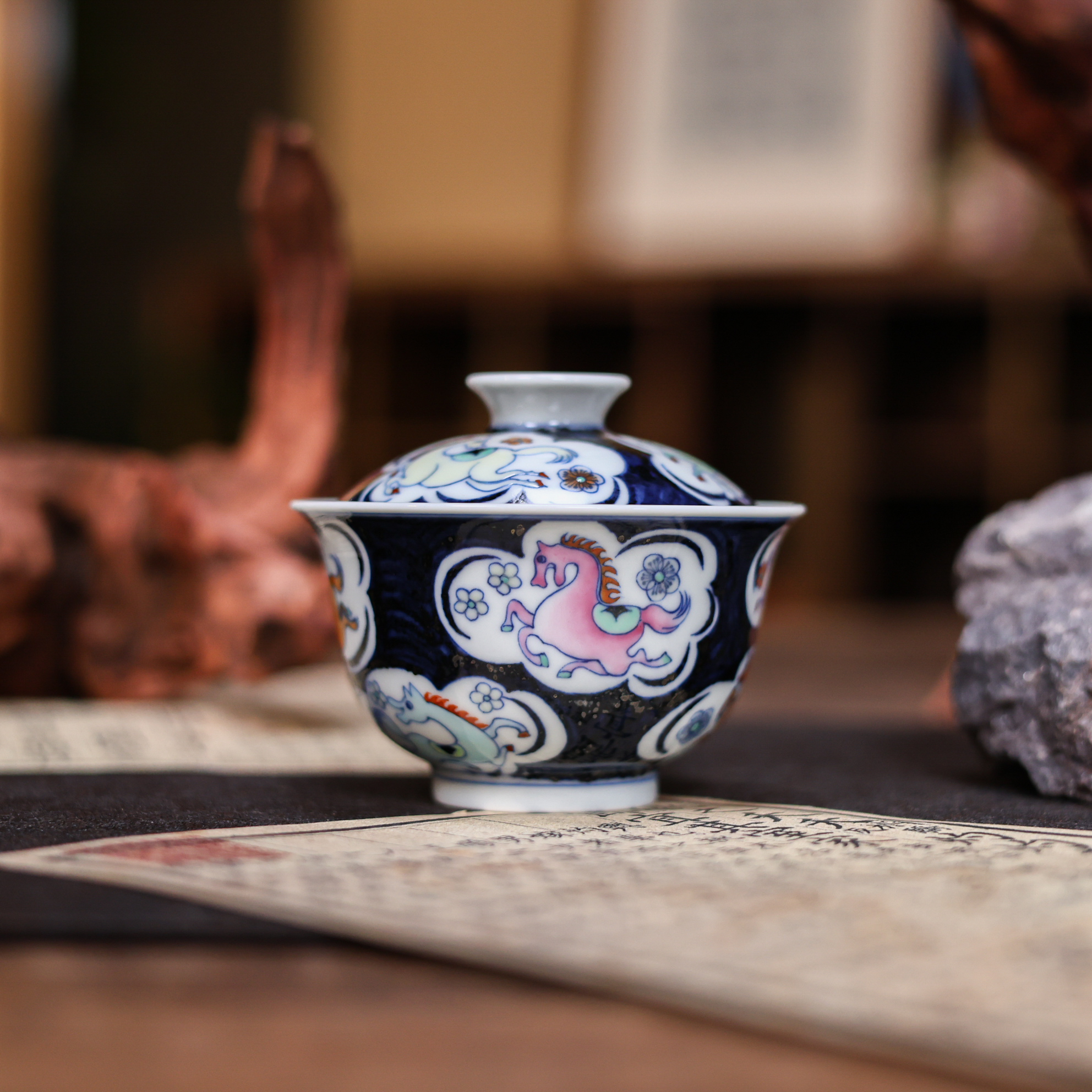 【悦生活】马上有钱-卓君-盖碗-120ml（卓君S0290）