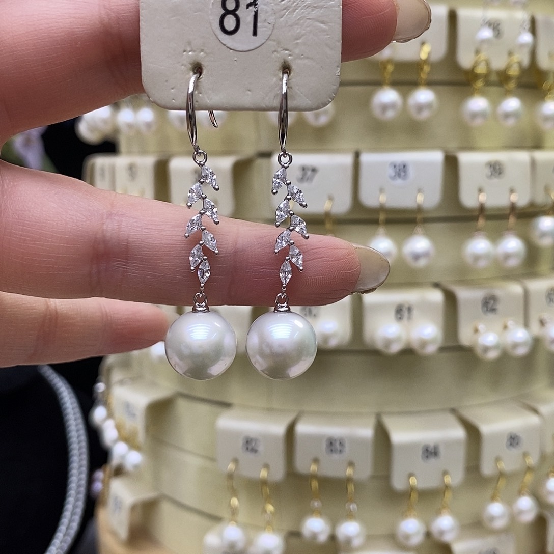淡水珍珠耳饰银S925镶嵌