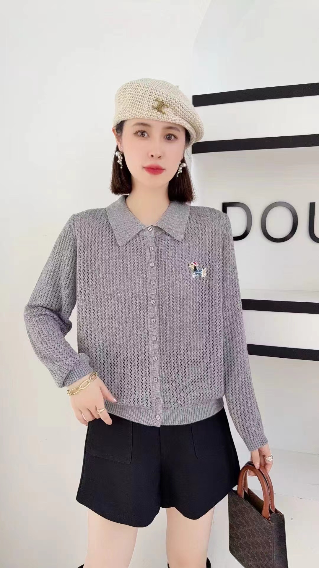 25秋季新款圆领刺绣针织开衫女韩版宽松时尚减龄薄款和纸纱防晒衫