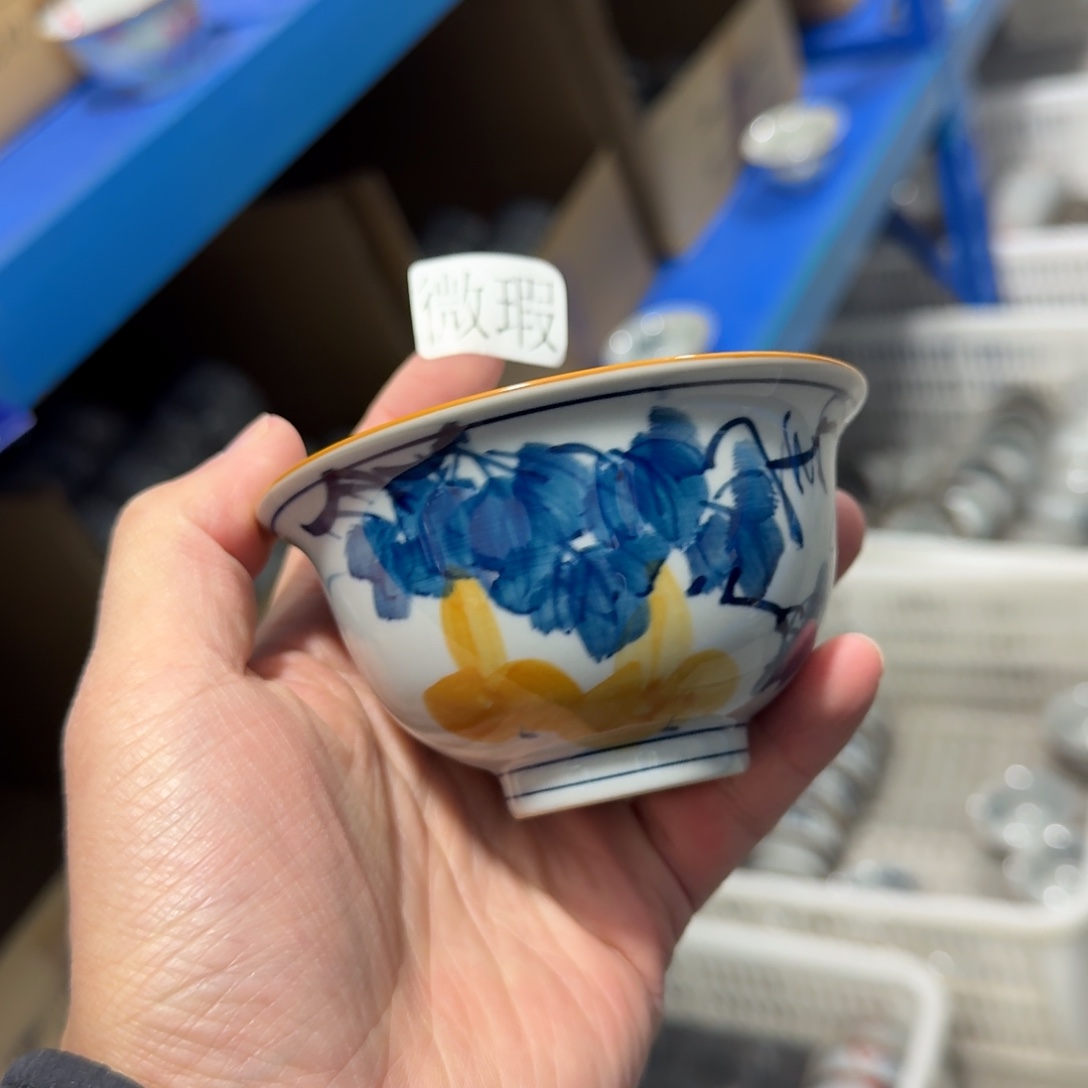 釉下手绘茶具微瑕