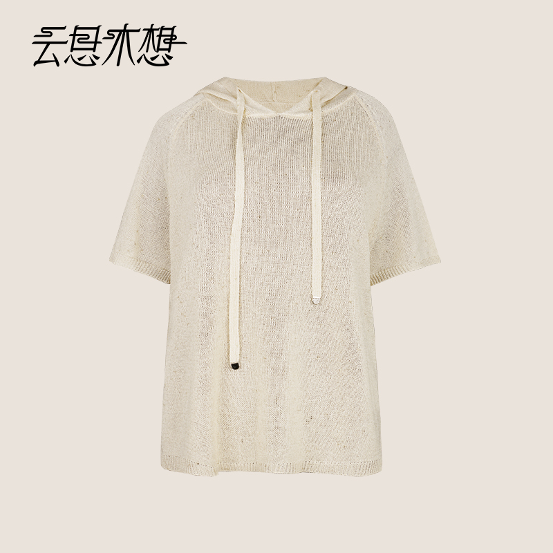 Ysimo-X云思木想 云罗轻羽 桑蚕丝纱线连帽和纸纱毛针织衫13333