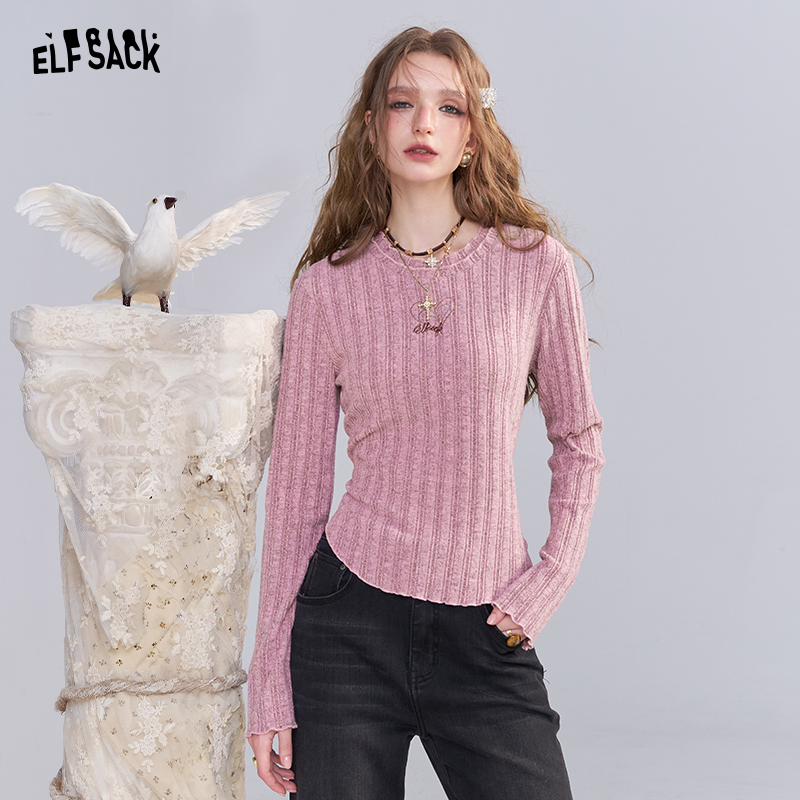 6052【金拐子】妖精的口袋粉色刺绣针织衫女2025早秋氛围感穿搭新