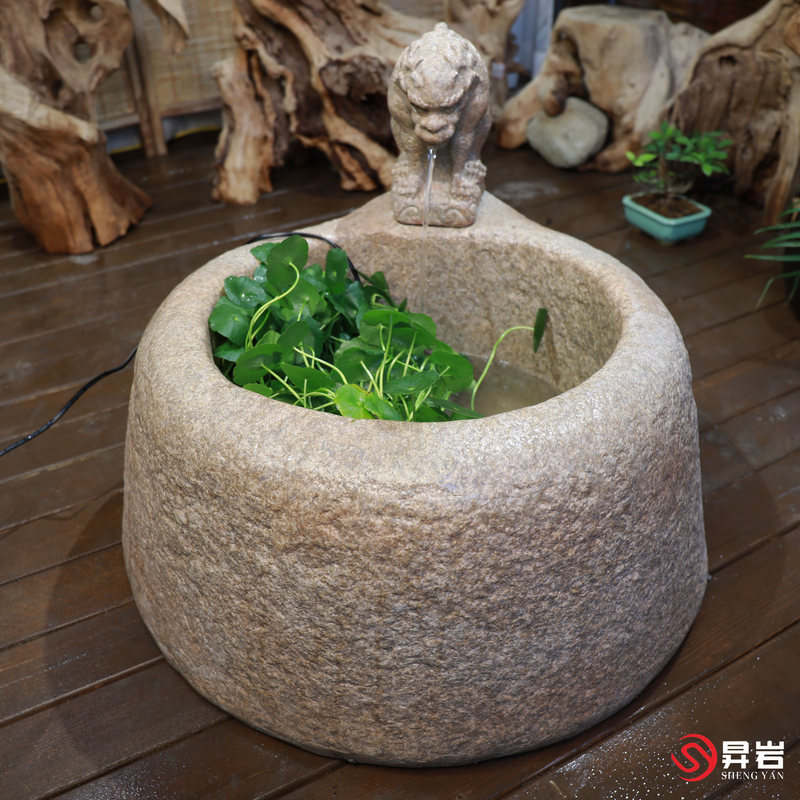 昇岩中式井口吉祥泉流水摆件庭院禅意景观造景观音水景缸客厅