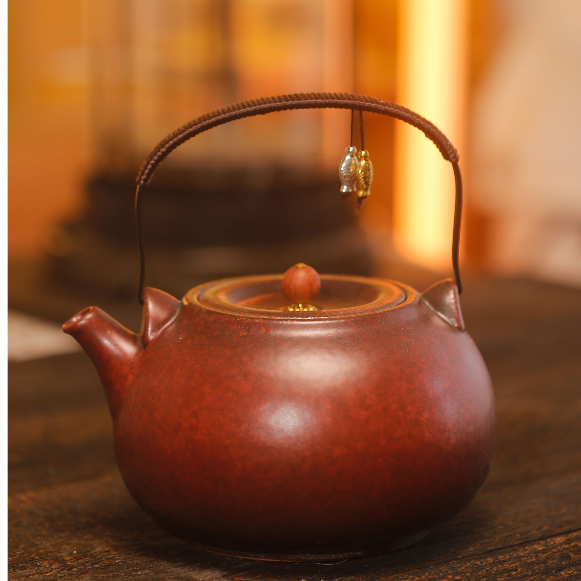 双鱼煮茶壶围炉煮茶用壶岩泥壶烧水壶1000毫升大容量水壶可干烧壶