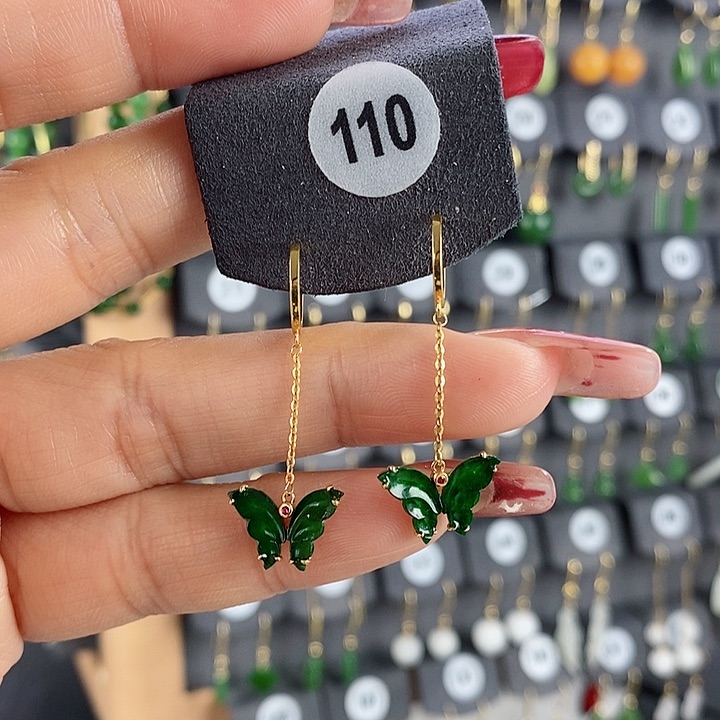 翡翠耳饰18K金镶嵌耳饰