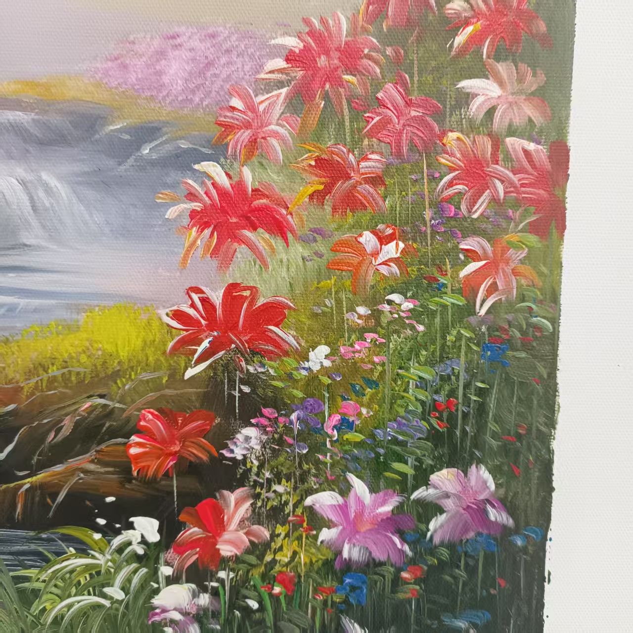 林彦新- 小花 -光 -类似构图-  约50*60厘米-手绘油画-麻布