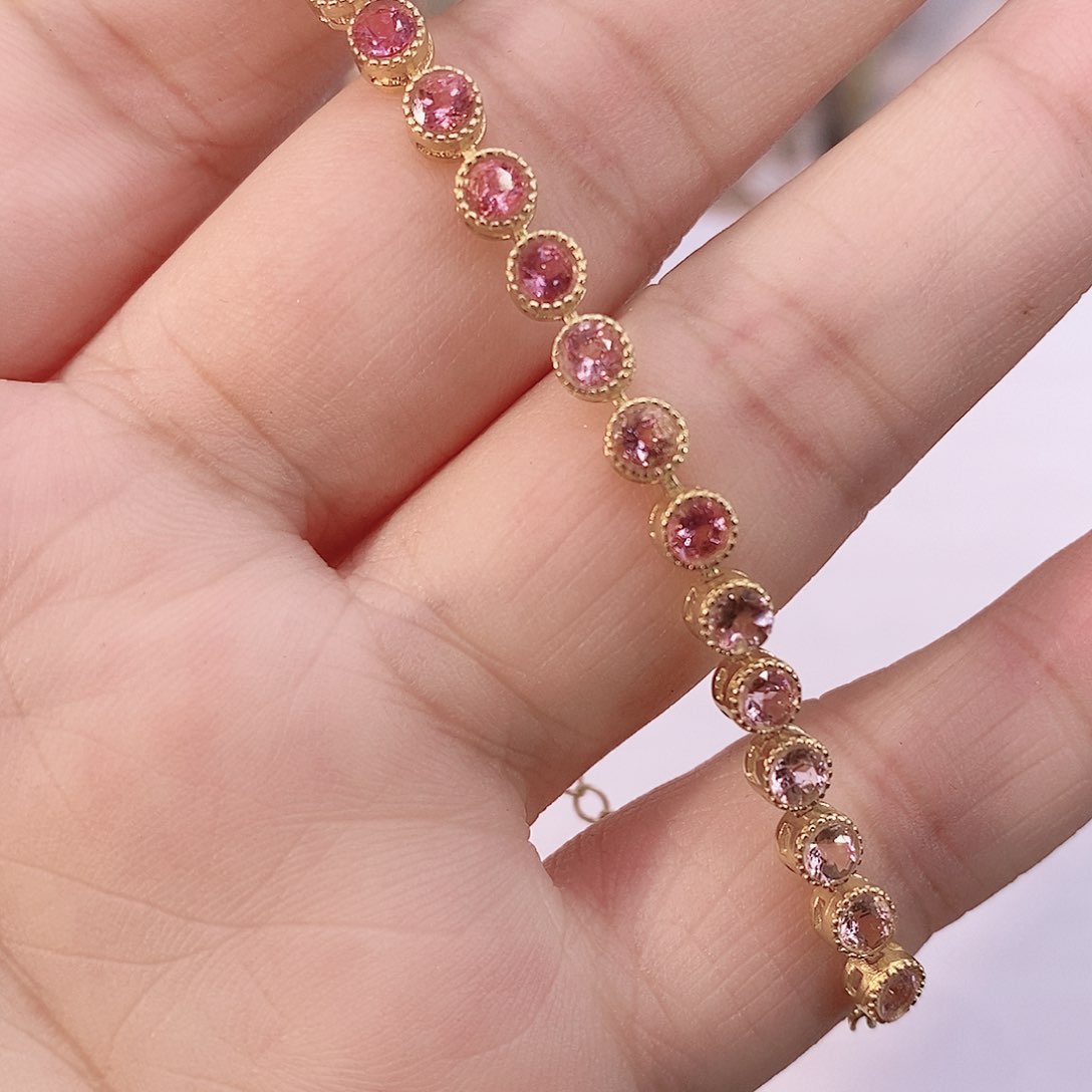 手链银S925镶嵌碧玺如*天然碧玺手链