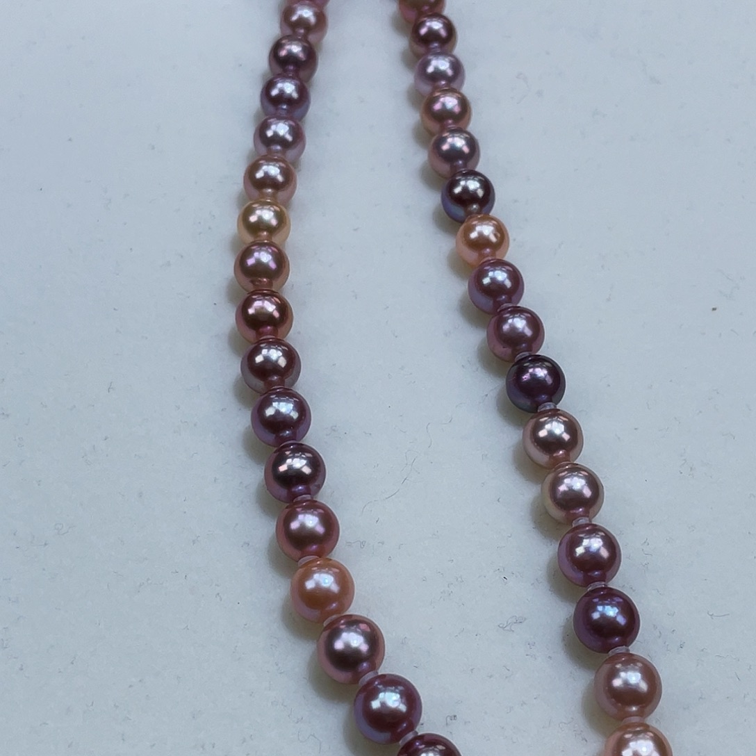 淡水珍珠颈饰银S925镶嵌7m流光溢彩糖果