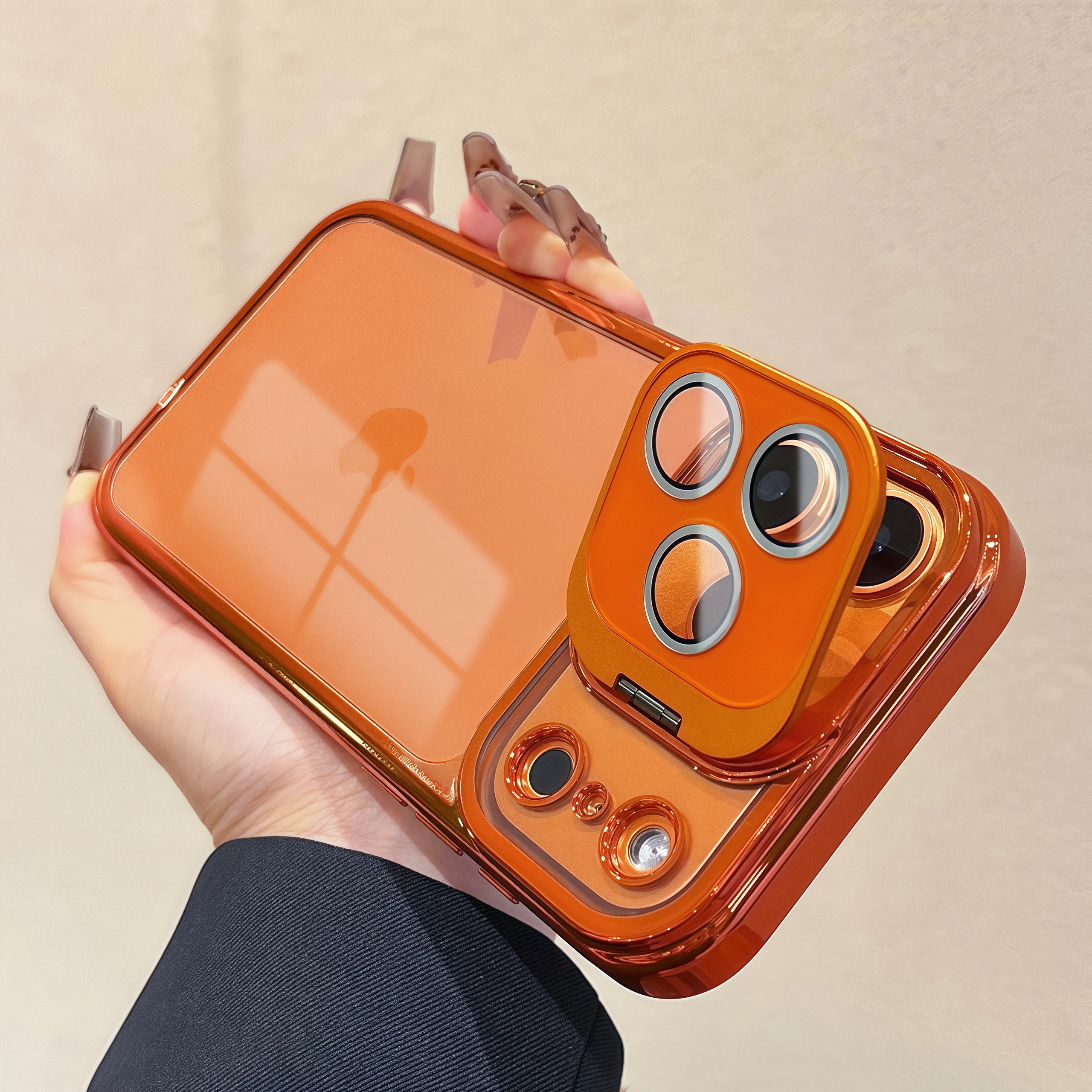 (10号)翻盖护镜支架高透手机壳全包适用苹果17promax/16/15/14/13