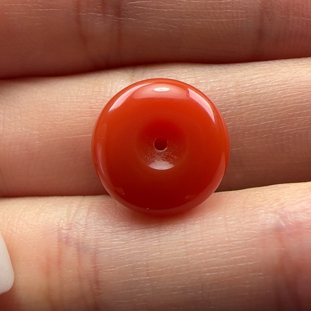 南红玛瑙平安扣12.8mm满色肉未镶嵌