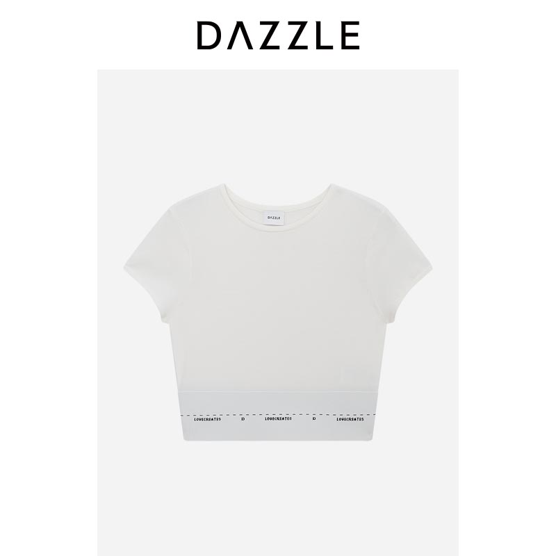 DAZZLE 地素毛衫短袖黑色针织短袖套衫2I3E324