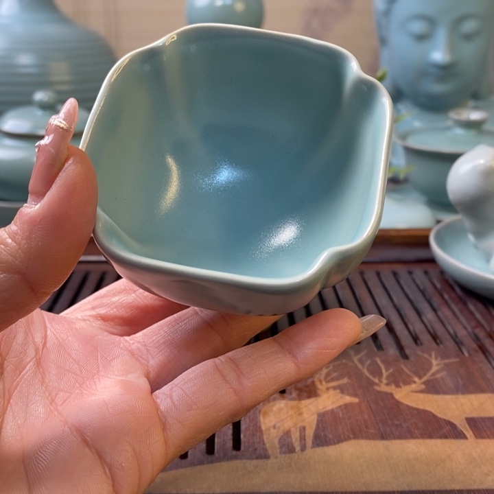 原产地汝瓷四方杯