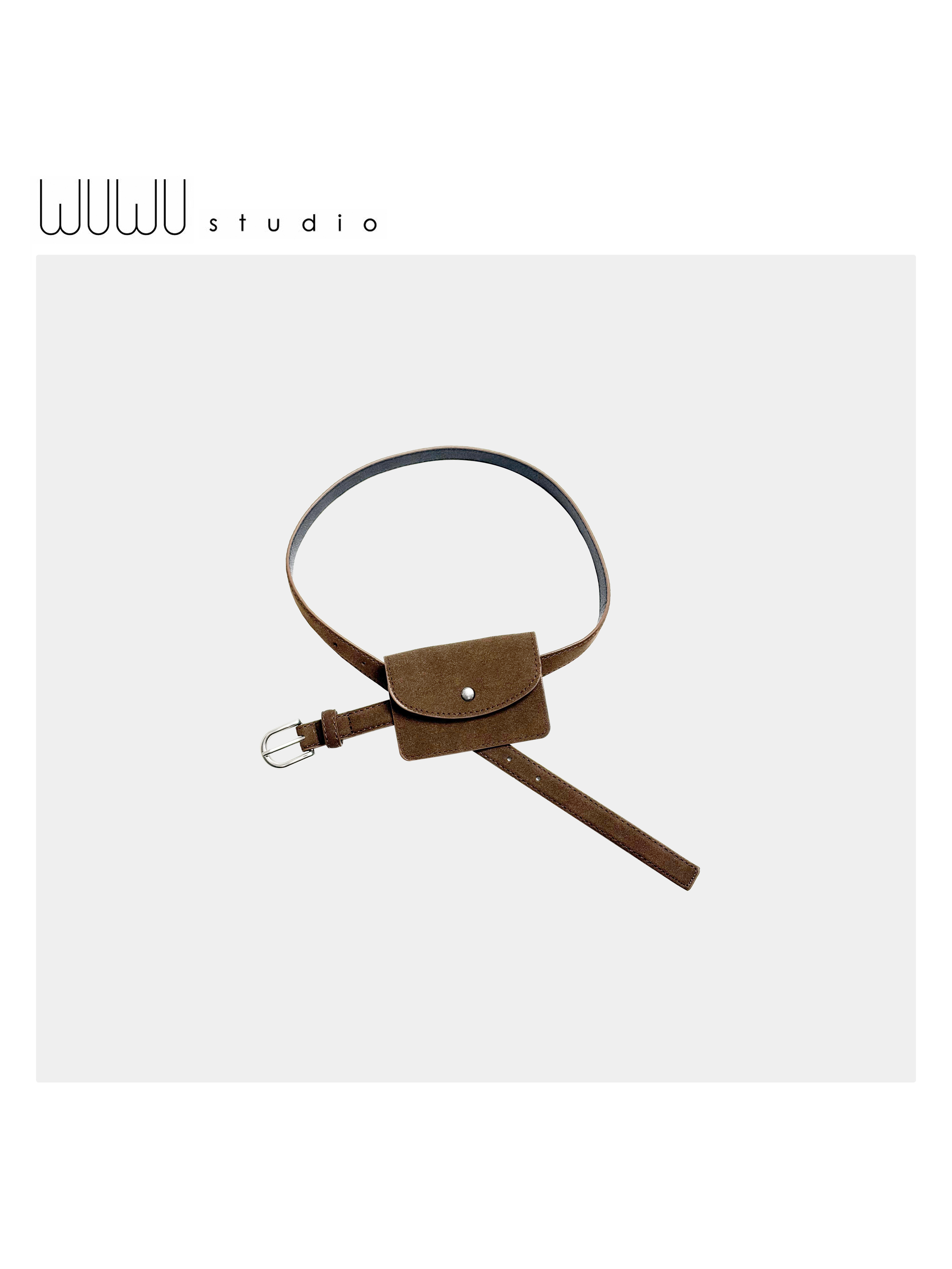 WUWU STUDIO【热可可】高级感复古小配饰麂皮绒方形腰包腰带3413