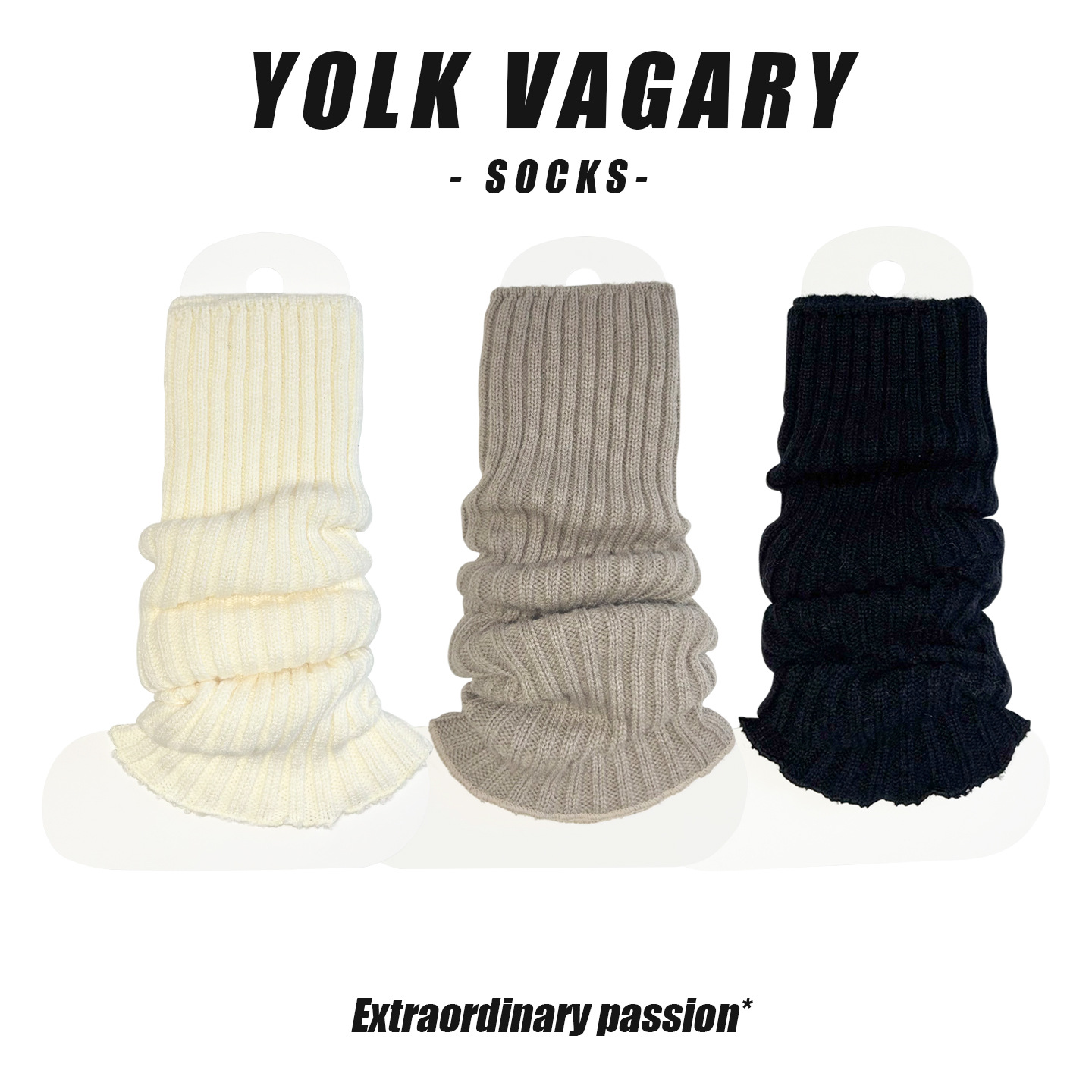 dd好袜噻-冬季保暖加厚袜套女堆堆袜羊毛袜配雪地靴日系条纹腿套