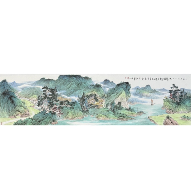 【墨漓书画】卫长林 六尺对开180x48cm 工笔山水