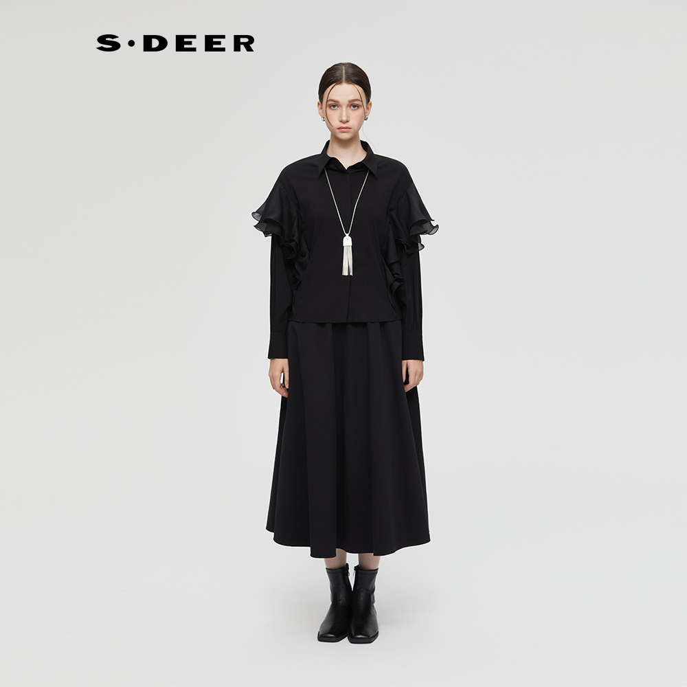 【粉丝专享】圣迪奥秋季长袖立体时尚翻领衬衫S253Z0583