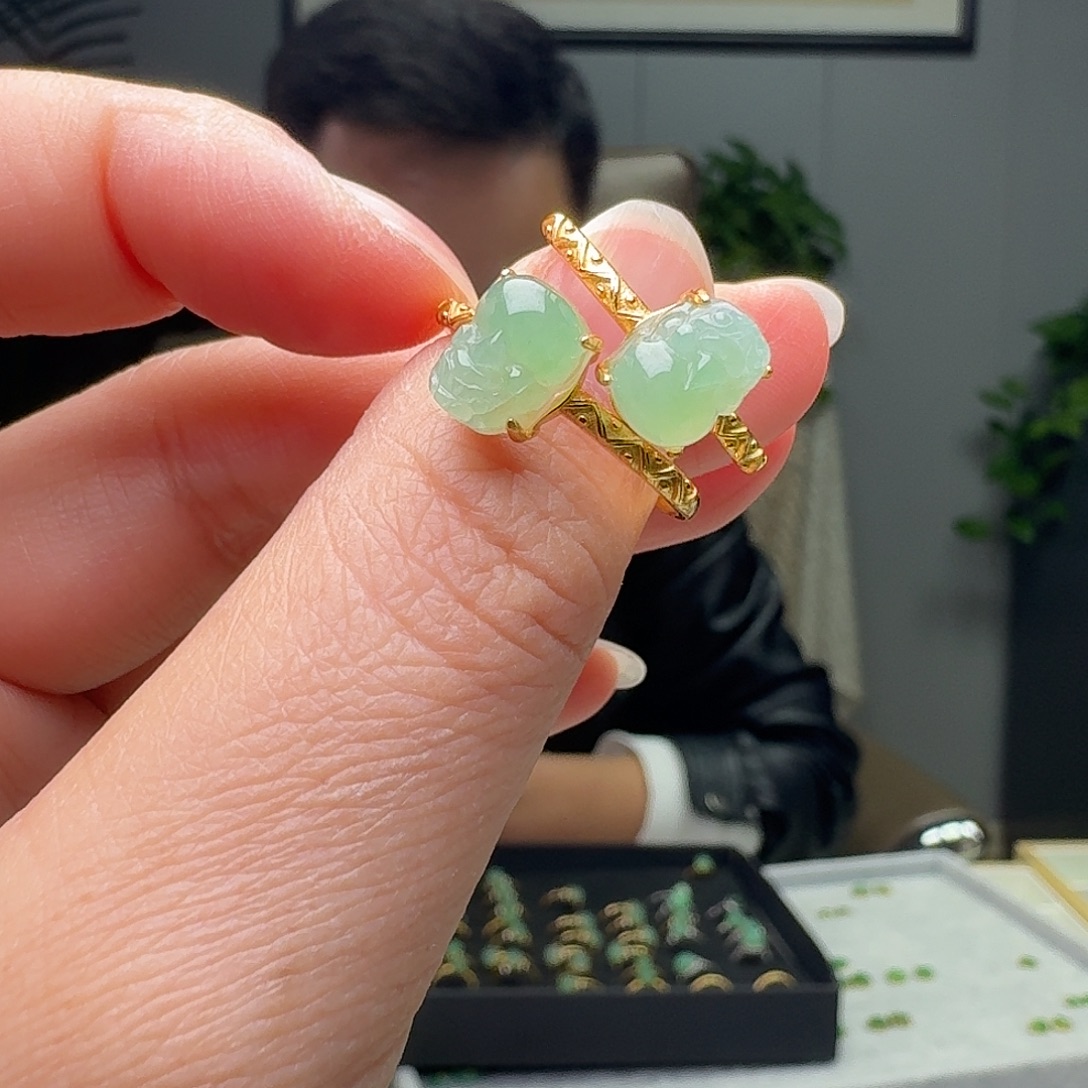 翡翠银S925镶嵌戒指多样性发货其一