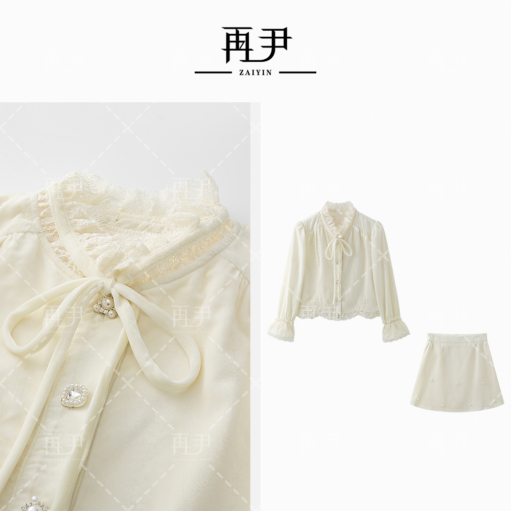 【月光花】小众精致镂空设计珍珠镶嵌显瘦减龄套装GY25CT020137