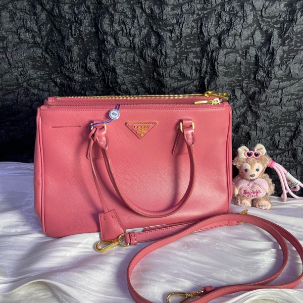 95新 Prada/普拉达 普拉达粉色小号杀手包手提斜挎包