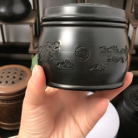 黑色老钱麒麟罐60一对