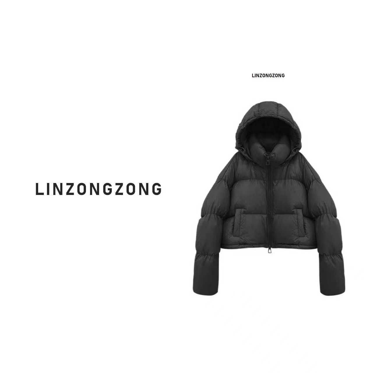 冬季新款连帽设计短款泡芙抽绳肯豆羽绒服