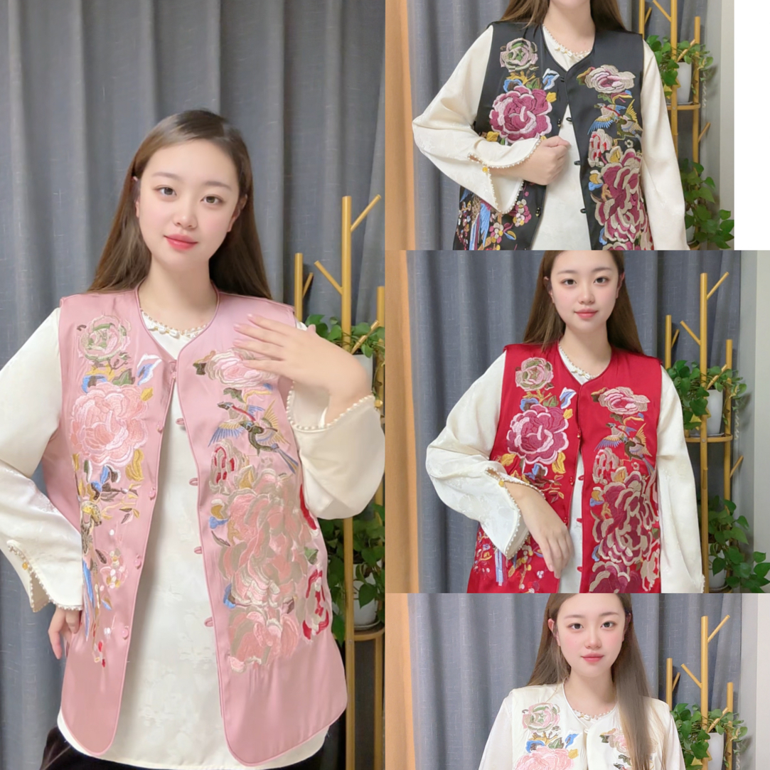 「65117-1』新中式气质刺绣满身绣显瘦高档女马甲