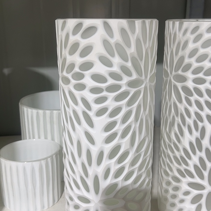 手工艺品琉璃白瓷磨刻花瓶花器高30口12