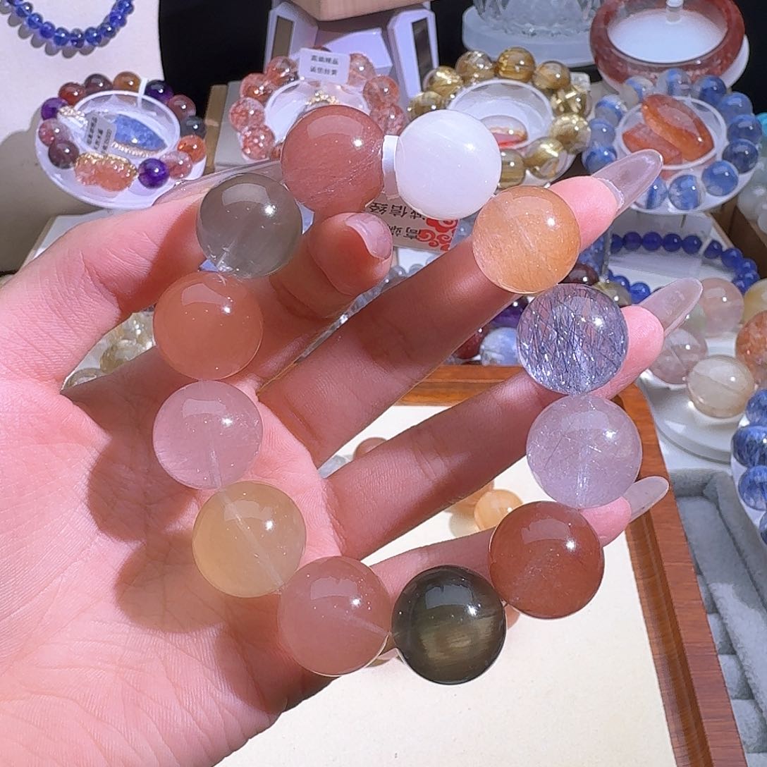 水晶手链未镶嵌鱼*天然巴西兔毛手串2