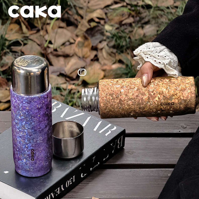 CAKA/茶卡纯钛保温杯磁吸杯双层钛焖茶杯泡茶杯养生钛水杯钛杯子